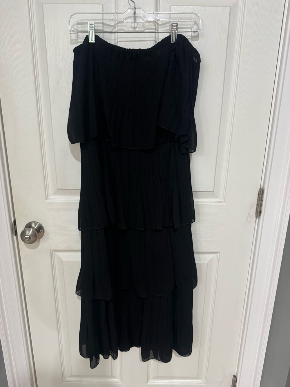 Amazon Black Off-Shoulder Tiered Midi Dress
